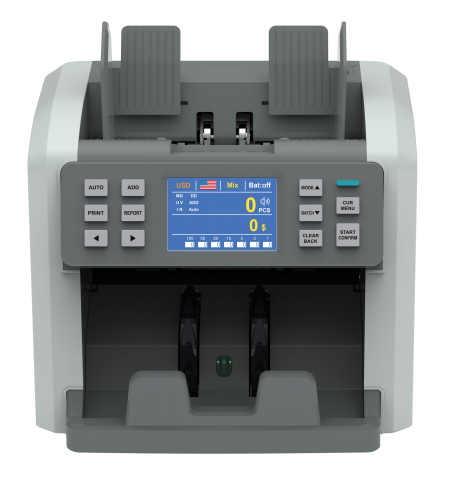 Masina de numarat bani valorica AVI® pentru RON, EUR, USD, GBP, HUF, BGN, cu doi senzori imagine CIS, feeder orizontal, AVI-P100 [1]