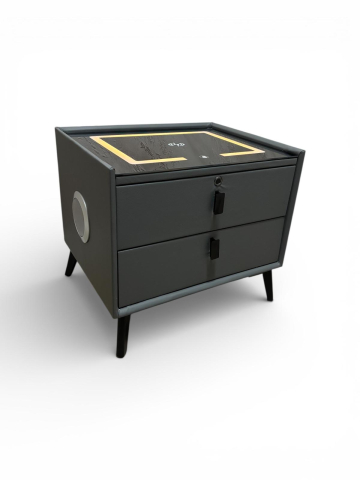 Noptiera Smart cu Iluminare LED, Încărcare Wireless, 2 boxe Bluetooth și securizare sertar cu amprenta, 50 x 40cm, H 45cm, AVI-4875 [11]