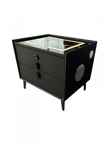 Noptiera Smart cu Iluminare LED, Încărcare Wireless, 2 boxe Bluetooth și securizare sertar cu amprenta, 50 x 40cm, H 45cm, AVI-4875 [4]