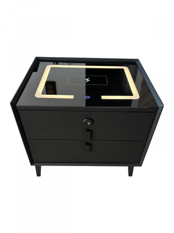 Noptiera Smart cu Iluminare LED, Încărcare Wireless, 2 boxe Bluetooth și securizare sertar cu amprenta, 50 x 40cm, H 45cm, AVI-4875 [5]