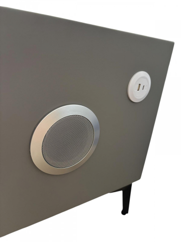 Noptiera Smart cu Iluminare LED, Încărcare Wireless, 2 boxe Bluetooth și securizare sertar cu amprenta, 50 x 40cm, H 45cm, gri, AVI-4875 [7]