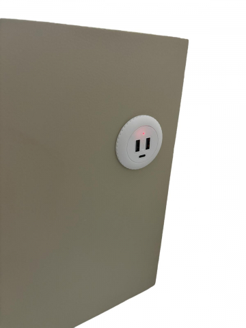 Noptieră smart cu încărcare wireless, porturi USB, blat din sticlă securizată și 2 sertare, tapițată cu piele ecologică, 50 x 40 x 40.5 cm, gri, AVI-5220 [5]