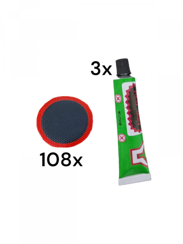 Vulcanizare, petice si leviere bicicleta - Pachet 3 seturi x 36 buc petice Ø 28mm si 3 x adeziv vulcanizare RS3601, AVI-39