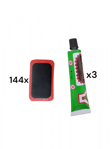 Vulcanizare, petice si leviere bicicleta - Pachet 3 seturi x 48 buc petice 24 x 33mm si 3 x adeziv vulcanizare RS4803, AVI-38