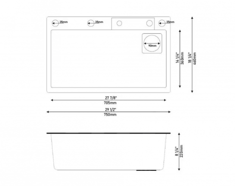 Pachet Chiuveta multifunctionala 750x460 mm, cu doua cascade, afisaj temperatura si iluminare LED, autonoma si prelungitor electric 4799, AVI-4089 [9]