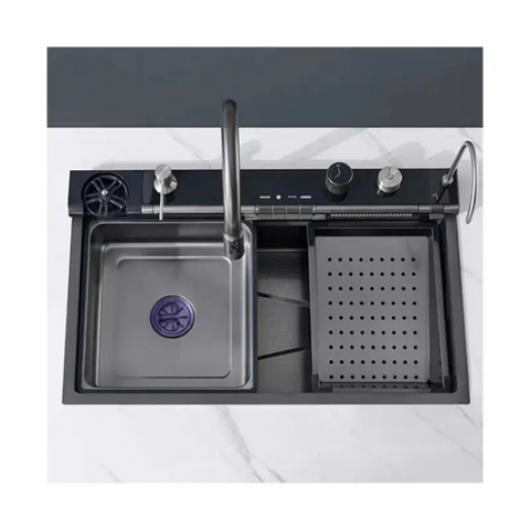 Pachet Chiuveta multifunctionala 750x460 mm, cu doua cascade mobile, afisaj temperatura si iluminare LED, autonoma si prelungitor electric 4799, AVI-4830 [3]