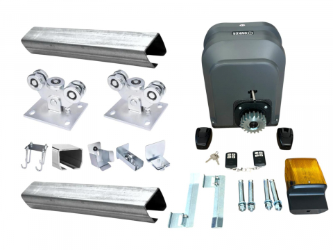 Kit-uri automatizari porti si usi garaj - Pachet complet poartă autoportantă automatizata, pana la 600-800 kg, motor DCK-166D, 450W, telecomenzi, fotocelule și lampă de avertizare, AVI-3475-3804