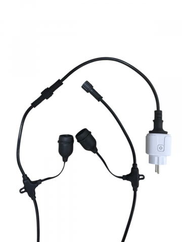 Pachet ghirlanda luminoasa 10m cu 10 becuri E14 si priza inteligenta 4486, control din aplicatie si monitorizare consum, Tuya app, interconectabila, negru, AVI-4815 [1]