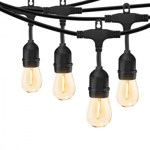 Pachet ghirlanda luminoasa 20m cu 20 becuri E14 si priza inteligenta 4486, control din aplicatie si monitorizare consum, Tuya app, interconectabila, negru, AVI-4816 [3]