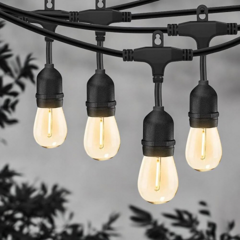 Pachet ghirlanda luminoasa 20m cu 20 becuri E14 si priza inteligenta 4486, control din aplicatie si monitorizare consum, Tuya app, interconectabila, negru, AVI-4816 [2]