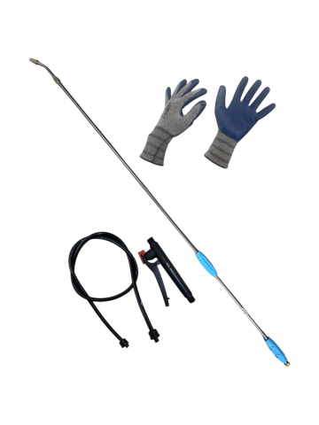 Aparate pentru stropit gradina - Pachet lance extensibila 2.6 metri, pentru pompe de stropit, inox, cu maner, furtun si manusi de lucru 4757 AVI-4781