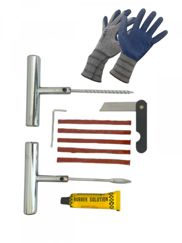 Scule auto - Pachet urgenta, kit reparatie pana anvelope, metalic, cu manusi de lucru 4757, AVI-3328