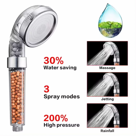 Casa - Para cap de dus cu filtrare apa cu granule minerale, 3 moduri de curgere, AVI-4127