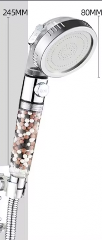 Para cap de dus si furtun 1.5 metri, cu filtrare apa cu granule minerale, 3 moduri de curgere, buton Stop, AVI-4126 [2]