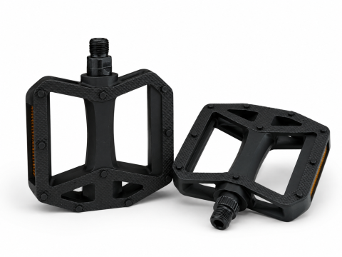 Pedale bicicleta - Pedale pentru bicicletă, AVI®, 95 x 90 mm, filet standard 9/16" (14 mm), plastic, plăcuțe reflectorizante față-spate, negru, AVI-5443