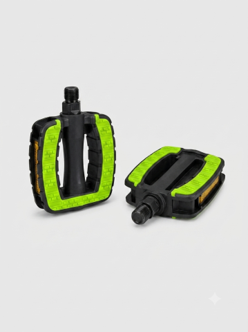 Pedale bicicleta - Pedale pentru bicicletă din plastic, cu elemente reflectorizante, 9.5 x 9.5 cm, AVI®, verde, AVI-5442
