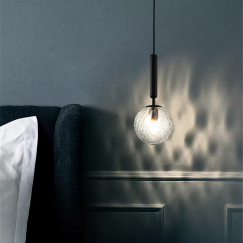 Lustre si pendule - Pendul E27, Ø glob 20cm, negru, AVI-4399