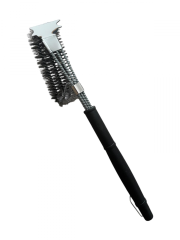 Perie grătar profesională AVI® cu 3 capete cilindrice din sârmă, răzuitor metalic și inel de agățare, 46 cm, 360 g, AVI-4983 [1]