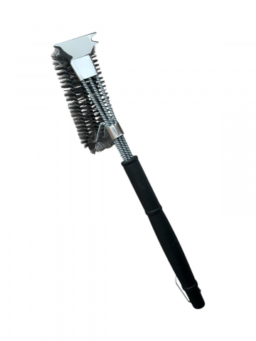 Perie grătar profesională AVI® cu 3 capete cilindrice din sârmă, răzuitor metalic și inel de agățare, 46 cm, 360 g, AVI-4983 [3]