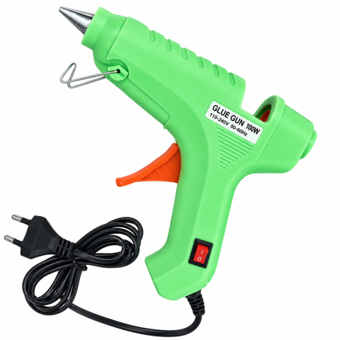 Bricolaj - Pistol de lipit cu silicon cald AVI®, 100 W, pentru batoane adezive Ø11 mm, cu întrerupător și suport metalic, AVI-4323