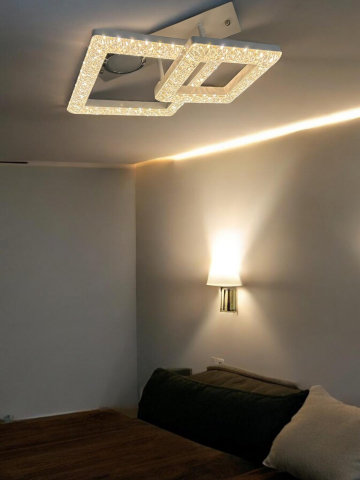 Plafoniera cu doua corpuri patrate, mare cu latura 25cm, mic cu latura 18cm, boxa 10w incorporata in suport, AVI-4425 [4]