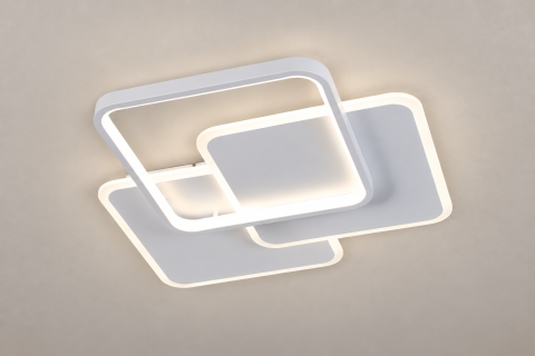 Plafoniera LED moderna AVI®, 3 rame patrate luminoase, alba, 112W, 3 tipuri de lumina, telecomanda, latura 30 cm, AVI-5680 [2]