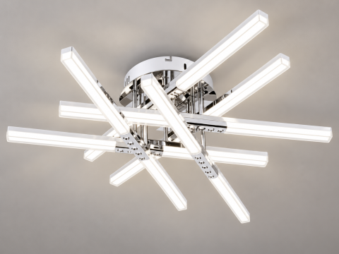 Plafoniera LED moderna AVI®, crom, 168W, 3 tipuri de lumina, telecomanda, 6 brate 60 cm, AVI-5676 [1]