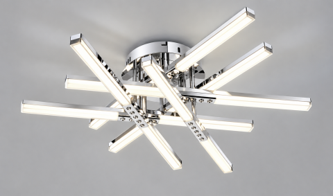 Plafoniera LED moderna AVI®, crom, 168W, 3 tipuri de lumina, telecomanda, 6 brate 60 cm, AVI-5676 [5]