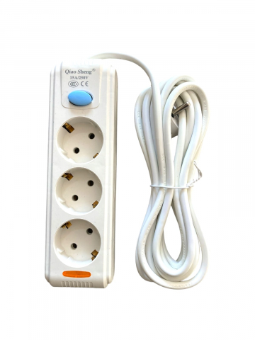 Prelungitoare - Prelungitor cu 3 prize, 5m, buton albastru, AVI-550
