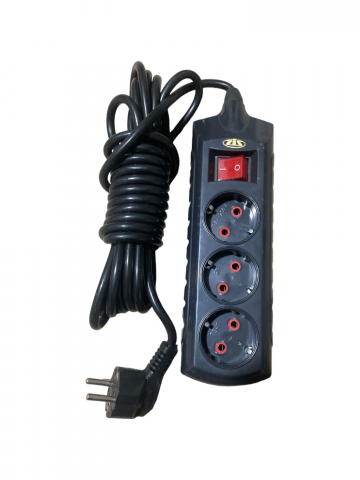 Iluminat & Electrice - Prelungitor cu 3 prize, cablu 5m, AVI-2143, negru