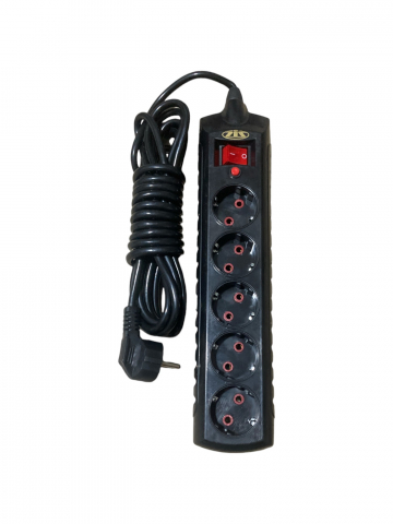 Prelungitoare - Prelungitor negru cu 5 prize, 5m, AVI-2144