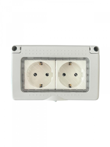 Prize - Priza dubla AVI® cu protectie IP 55 anti-umezeala, aparenta, 130 x 80 x 60 mm16A AVI-2735