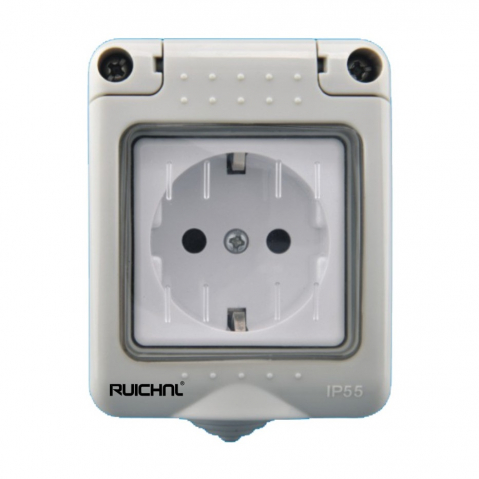 Iluminat & Electrice - Priza simpla aplicata cu protectie anti-umezeala Ruichnl Waterproof IP55 RC-WPG1012 - TS-2733