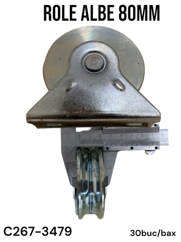 Rola alba pentru porti culisante, Ø80mm, latime rola 25mm exterior, 15mm interior profil, AVI-3479 [1]