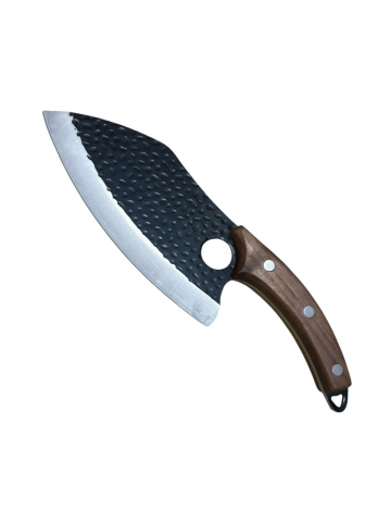 Bucatarie - Satar de tip japonez, full tang, 300 grame, maner lemn, maro, lama 18 cm, total 28.5 cm, AVI-3901