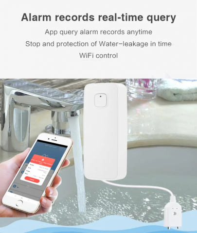 Senzor inteligent de inundatie, fir 90cm, aplicatie Tuya, compatibil Amazon Alexa si Google Assistant, AVI-4651 [3]