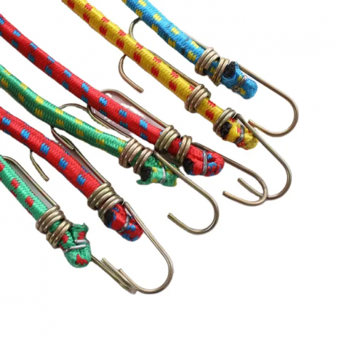 Accesorii echipamente pentru transport si ridicat - Set 10 buc corzi elastice 11mm grosime, pentru legare, prindere, tensionare si fixare bagaje, cu carlige, 105 cm lungime netensionat, AVI-1240