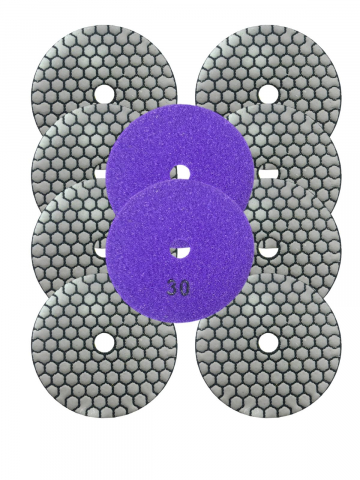 Accesorii polizare si slefuire - Set 10 dischete diamantate 100mm, P30, de slefuit ceramica, faianta, gresie, pentru polizor unghiular, AVI-4552