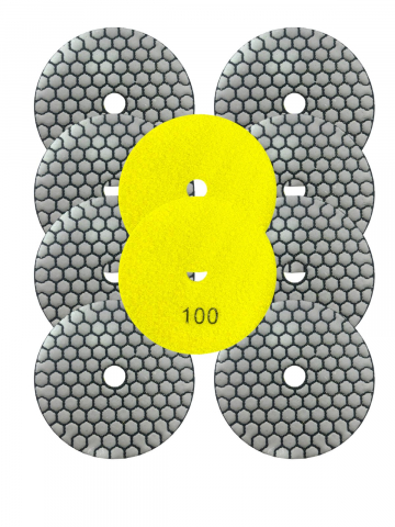 Accesorii polizare si slefuire - Set 10 dischete diamantate 100mm, P100, de slefuit ceramica, faianta, gresie, pentru polizor unghiular, AVI-4555