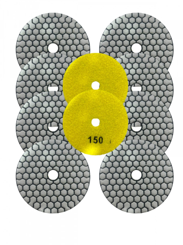 Accesorii polizare si slefuire - Set 10 dischete diamantate 100mm, P150, de slefuit ceramica, faianta, gresie, pentru polizor unghiular, AVI-4556