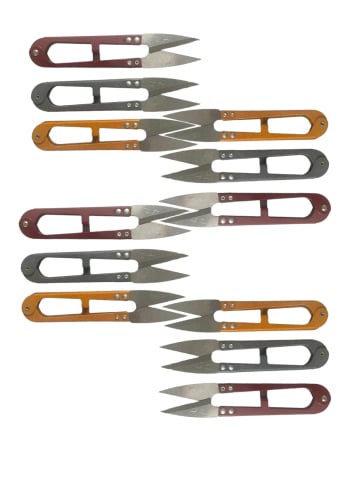 Decoratiuni casa & sarbatori - Set 12 forfecute de croitorie - ciupitori de ate din metal, colorate, 10cm, AVI-4006
