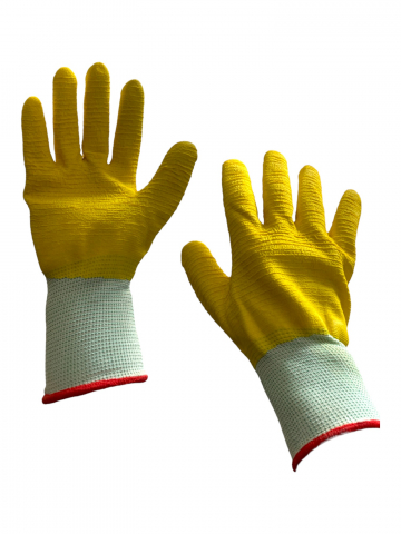 Echipamente protectie - Set 12 perechi manusi cauciucate, galben, AVI-2887