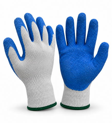 Echipamente protectie - Set 12 perechi mănuși de lucru AVI®, protecția muncii, spumă latex, groase, rezistență ridicată, albastru-gri, mărime M, AVI-4883