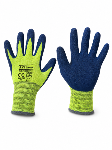 Echipamente protectie - Set 12 perechi mănuși de lucru, AVI®, protecția muncii, spumă latex, rezistență ridicată, albastru-verde, AVI-4758