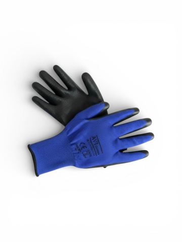 Manusi protectia muncii - Set 12 perechi mănuși de lucru AVI®, protecția muncii, subțiri, mărimea 10 (L), albastru-negru, AVI-2558