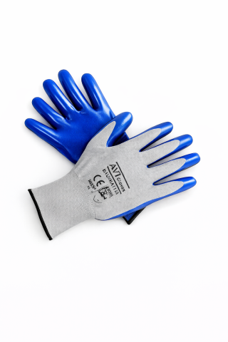 Manusi protectia muncii - Set 12 perechi mănuși de lucru AVI®, subțiri, gri-albastru, mărimea 10 (L), AVI-1270
