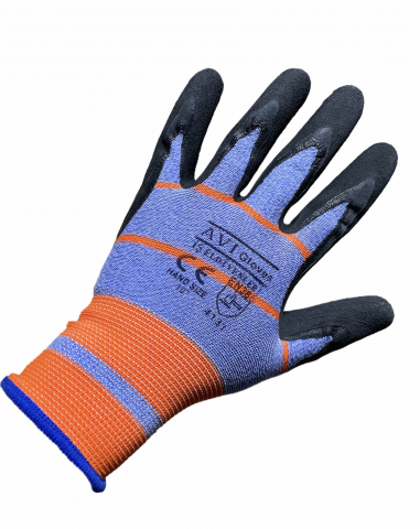 Echipamente protectie - Set 12 perechi Manusi de lucru de protectie marimea L, elastice, 2556 albastru + portocaliu