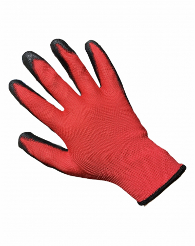 Echipamente protectie - Set 12 perechi Manusi de lucru de protectie subtiri, marimea L, 1269 rosu+negru