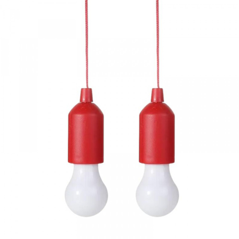 Set 2 buc bec LED cu baterii, portabile, pentru camping, terasa, ornamental, rosu, AVI-4655 [0]