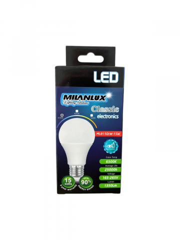Set 2 buc Bec LED Milanlux 15W, E27, 1350 lumeni, durata medie de viata 25.000 ore, lumina rece 6500K, AVI-4575 [1]